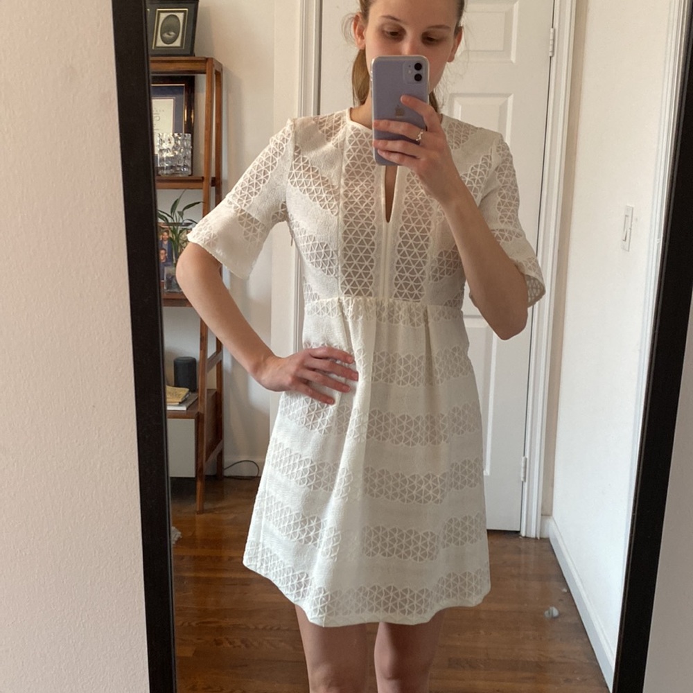 Sandro White Lace A-Line Dress